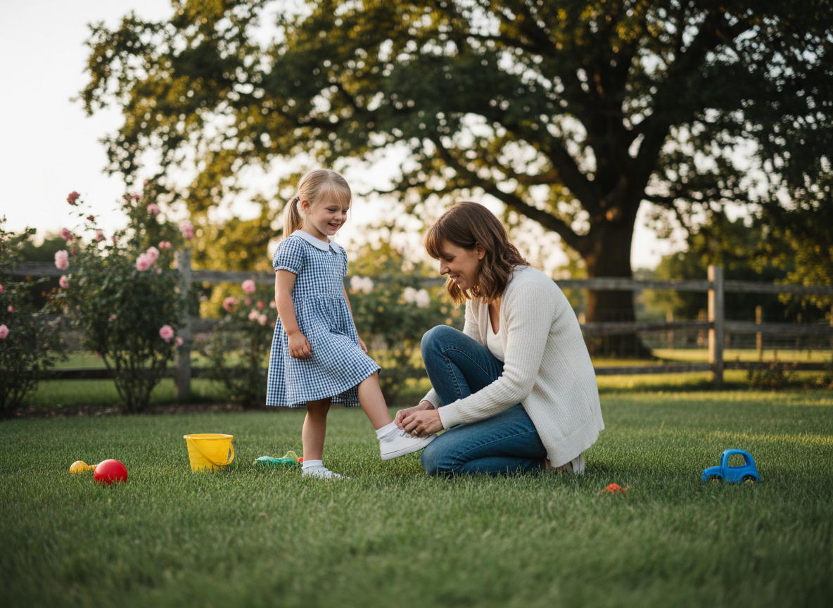Assistante familiale aidant une fille à l