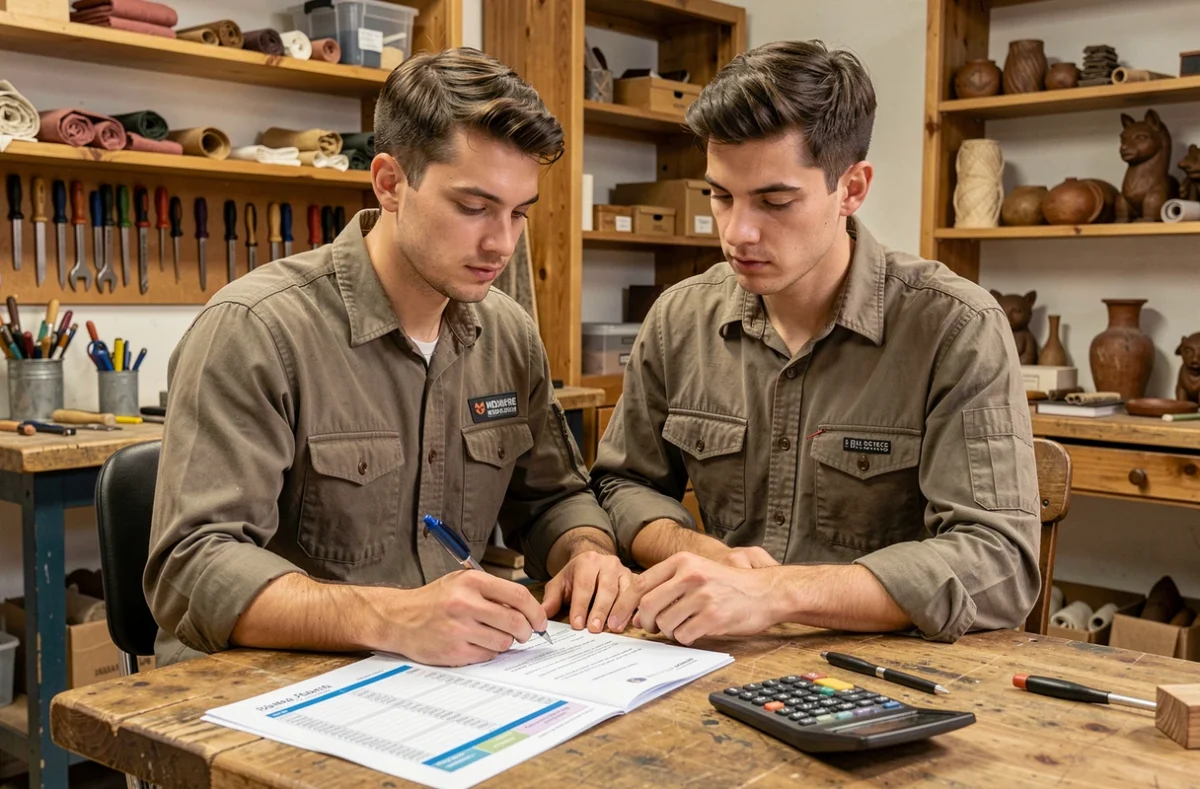 Apprenti de la CMA 94 Chambre de Métiers et de l'Artisanat du Val-de-Marne étudiant un plan d'entreprise