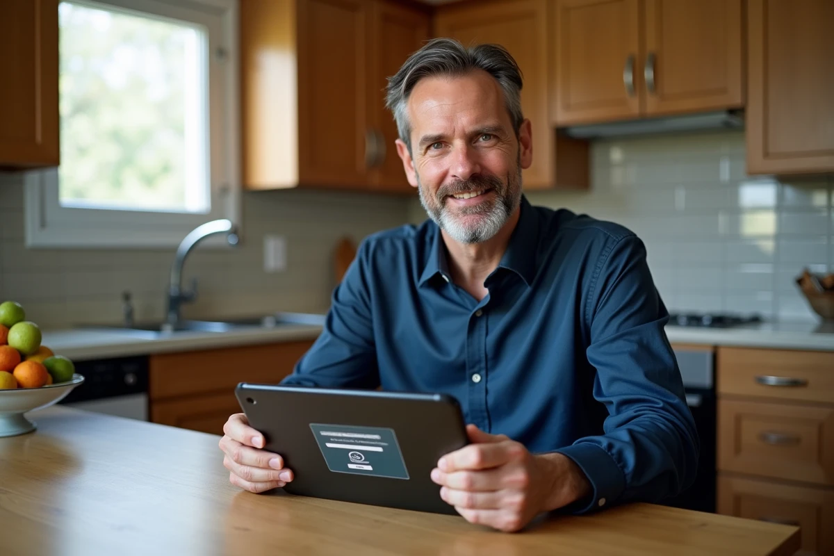 Parent accédant en toute sécurité au LSU depuis une tablette avec authentification à deux facteurs à la maison