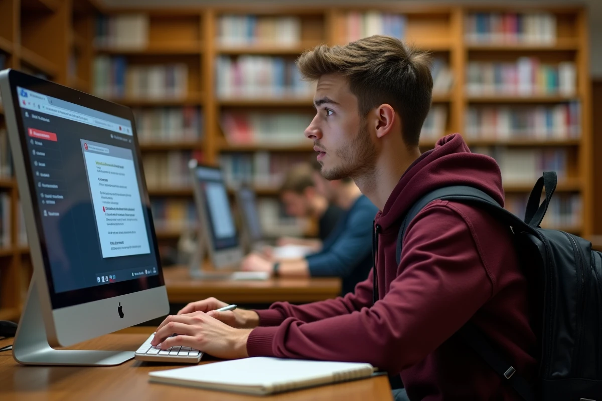 Étudiant bloqué sur une erreur de connexion au portail académique id.ac-versailles.fr dans une bibliothèque universitaire
