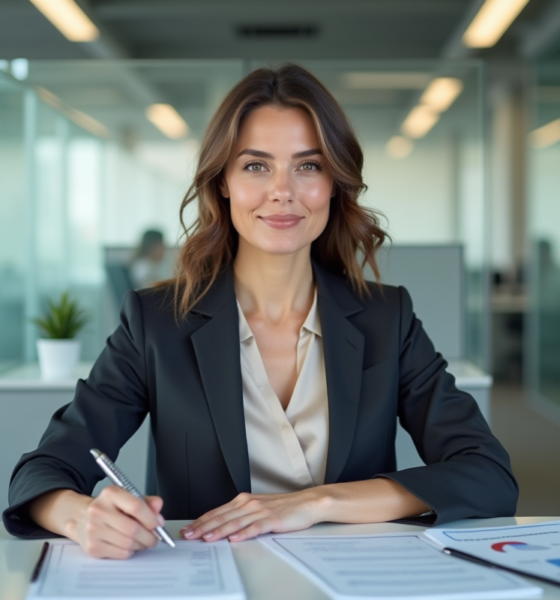 Femme d'affaires confiante dans un bureau moderne