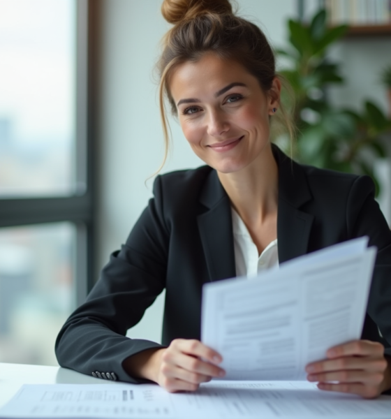 Femme d affaires en réunion stratégie marketing