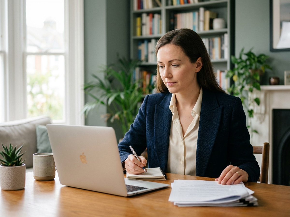 Femme d'affaires concentrée au bureau avec documents