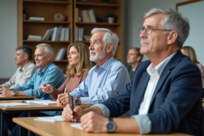 Groupe d'adultes en atelier formation en intérieur