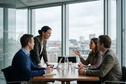 Groupe de managers en réunion dans un bureau moderne