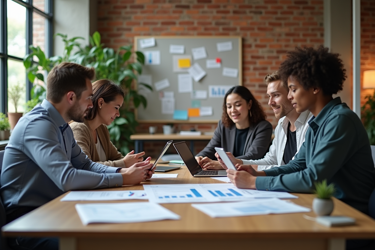 Groupe de professionnels divers en discussion collaborative