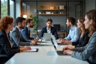 Groupe de professionnels en formation en réunion