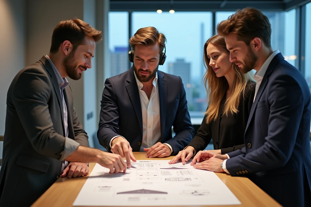 Groupe de jeunes professionnels collaborant autour d une carte mentale