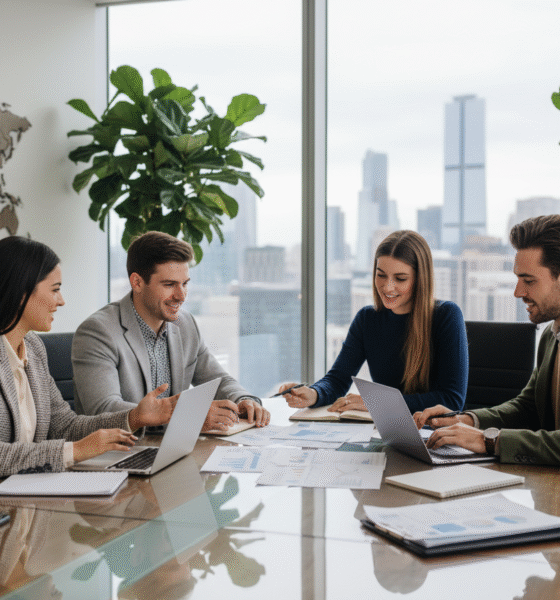 Groupe de jeunes professionnels en réunion de travail