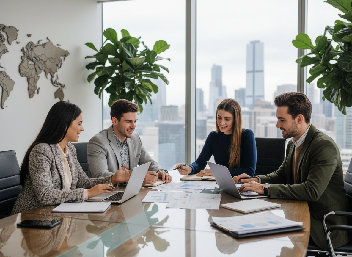 Groupe de jeunes professionnels en réunion de travail