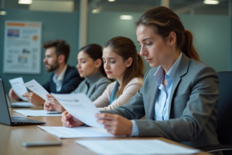 Groupe de jeunes adultes étudiant des certificats universitaires