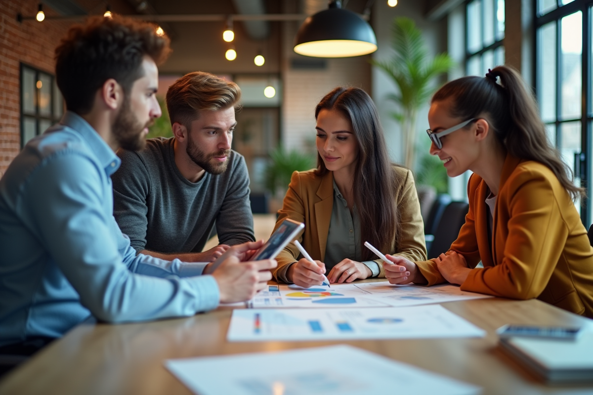 Groupe de jeunes professionnels en discussion