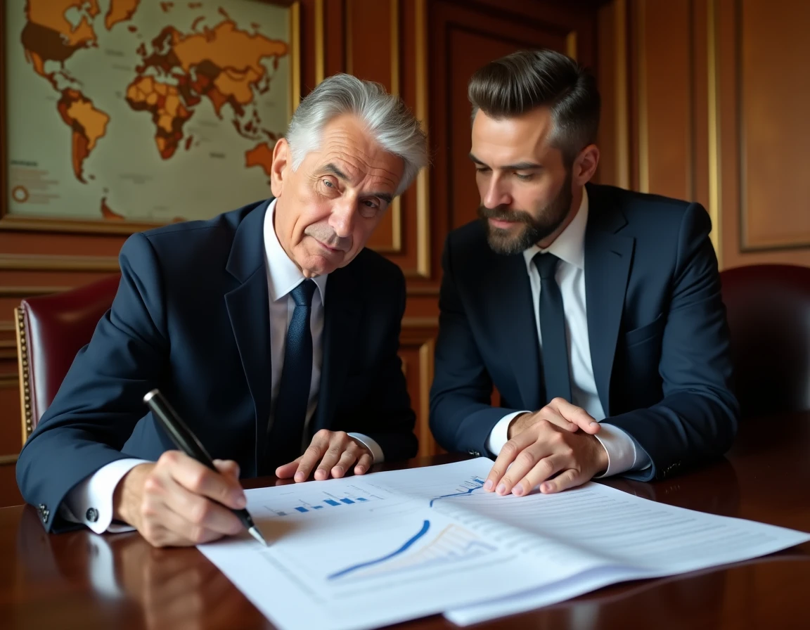 Notaire senior encadrant un apprenti sur les tendances salariales et le marché de l'emploi notarial en 2026 dans une étude parisienne