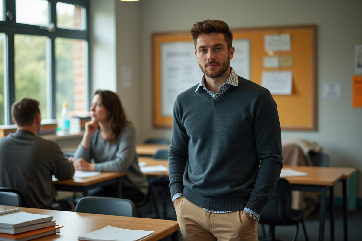 Éducateur et enseignante en réunion dans la salle du personnel